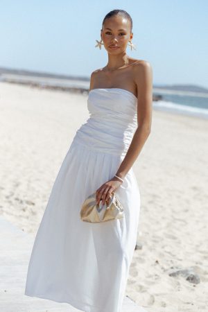 Nell Strapless Maxi Dress – White