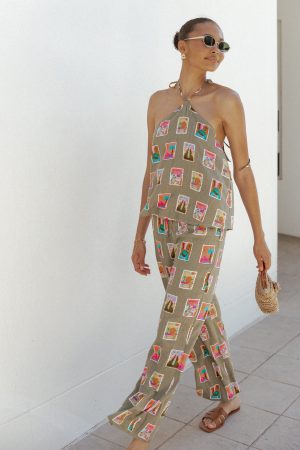 Henri Halter Top – Olive Print