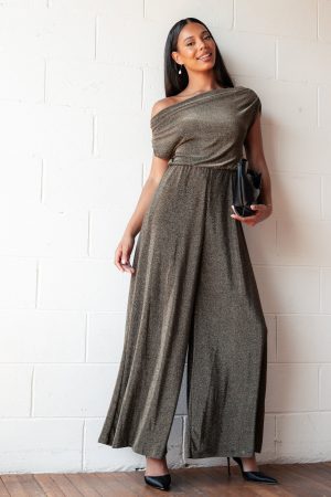 Noelle Jumpsuit – Gold Black
