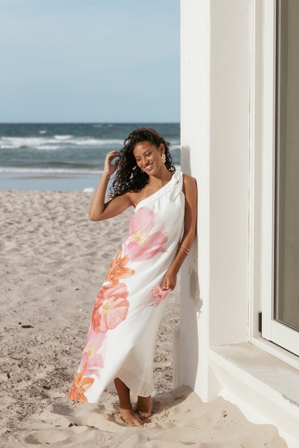 Charlize Maxi Dress - White Pink