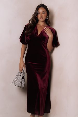 Ricki Velvet Maxi Dress – Wine
