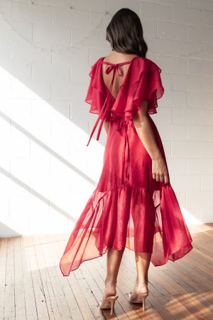 Merida Midi Dress – Red