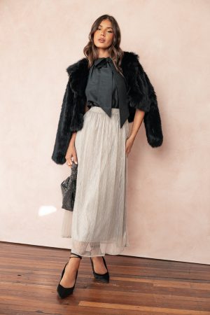 Tricia Maxi Skirt – Silver