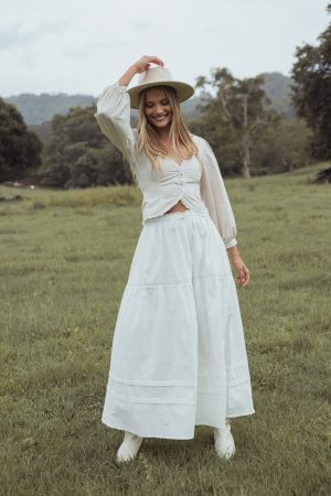 Darlia Tiered Maxi Skirt – White