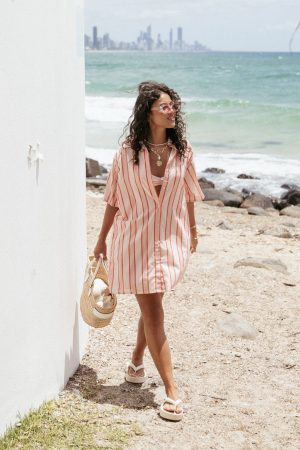 Norah Mini Dress – Pink Stripe