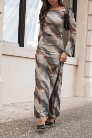Pandora Long Sleeve Maxi Dress – Ombre Stripe