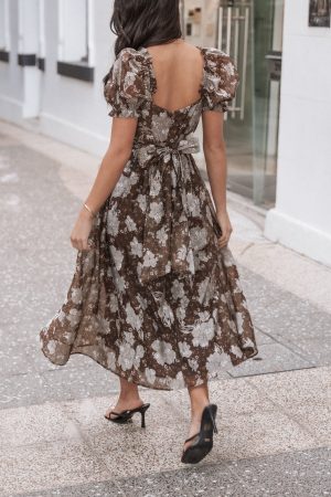 Farryn Maxi Dress – Brown/Grey