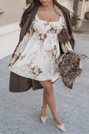Tiarny Mini Dress – Beige Floral