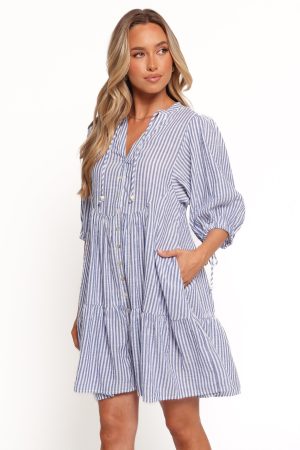 Arden Mini Dress – Blue Stripe