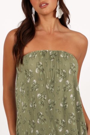 Sylvie Strapless Midi Dress – Sage Botanical