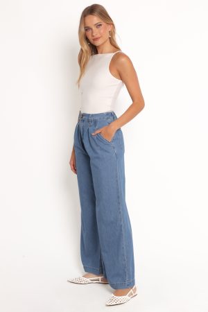 Rosalee Chambray Wide Leg Pant – Medium Denim
