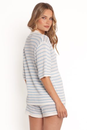 Cherie Knit Short – Cream Sky Blue