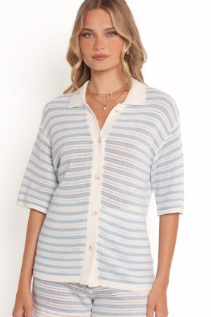 Cherie Knit Short – Cream Sky Blue