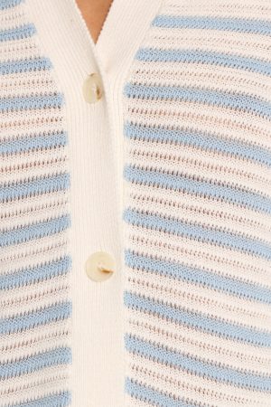 Cherie Knit Shirt – Cream Sky Blue