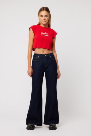 Abrand 90s Rib Cut Off Tee – Red