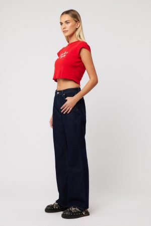 Abrand 90s Rib Cut Off Tee – Red
