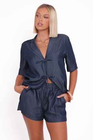 Aaliyah Chambray Shorts – Dark Wash
