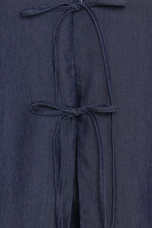 Aaliyah Chambray Tie Front Top – Dark Wash