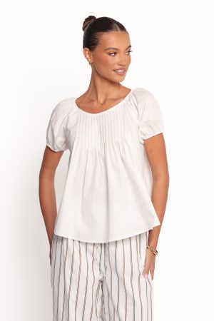 Abbott Pleated Top – White