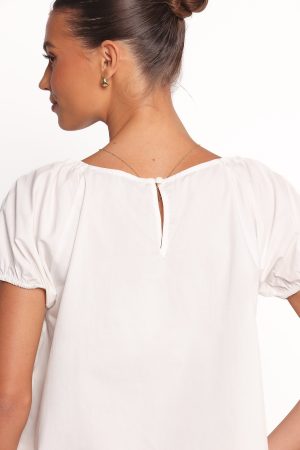 Abbott Pleated Top – White