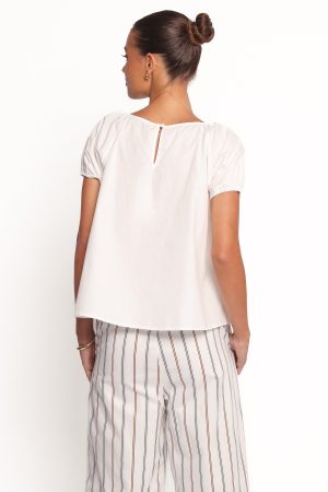 Abbott Pleated Top – White