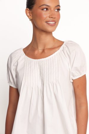 Abbott Pleated Top – White