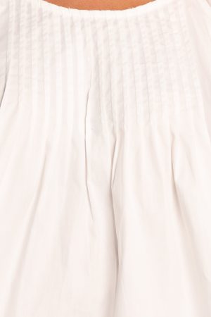 Abbott Pleated Top – White