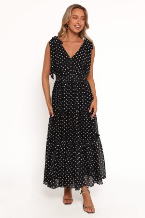 Ada Maxi Dress – Black Polka Dot