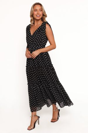 Ada Maxi Dress – Black Polka Dot