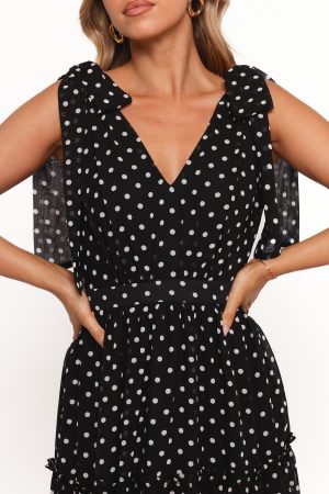 Ada Maxi Dress – Black Polka Dot