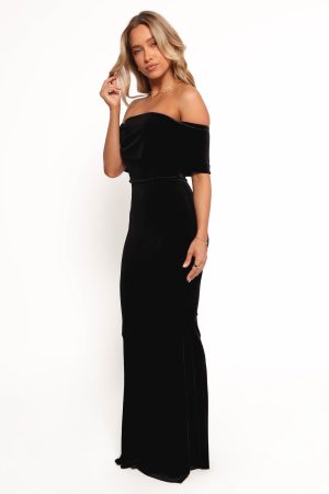Adair Off Shoulder Maxi Dress – Black