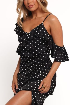 Adelina Maxi Dress – Black Polka Dot