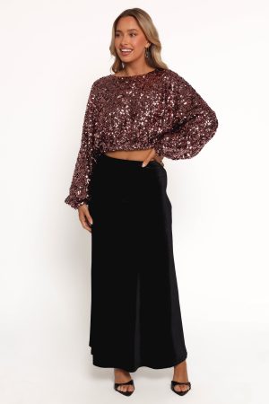 Adelina Sequin Top – Black Rose