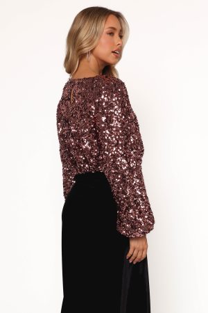 Adelina Sequin Top – Black Rose