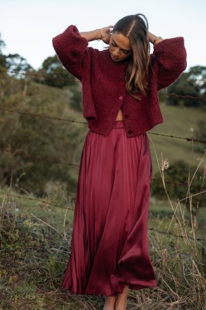 Lysandra Maxi Skirt – Burgundy