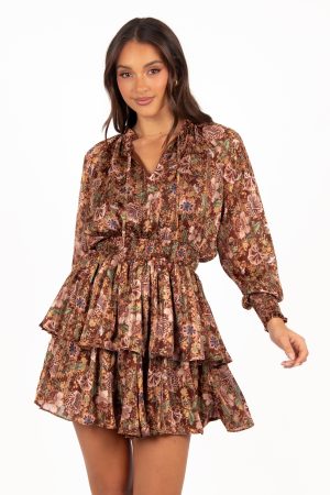 Alby Long Sleeve Mini Dress – Chocolate Brown