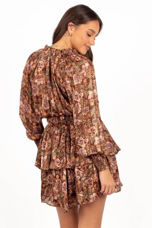 Alby Long Sleeve Mini Dress – Chocolate Brown