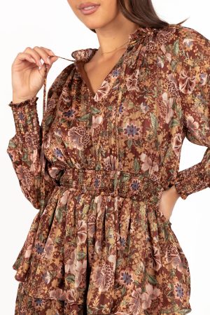 Alby Long Sleeve Mini Dress – Chocolate Brown
