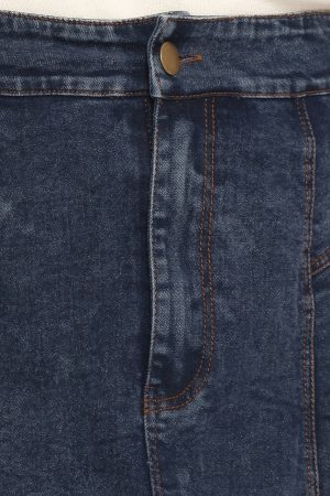 Alek Pleated Mini Skirt – Mid Wash Denim