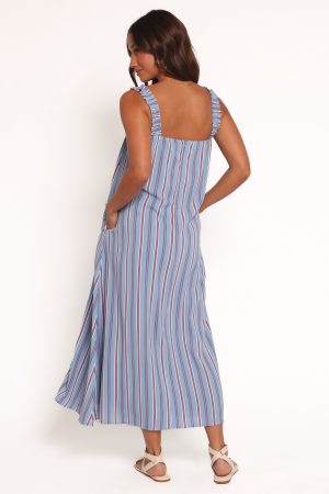 Alessandra Maxi Dress – Blue Stripe