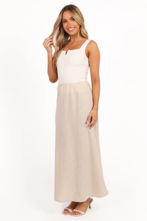 Alex Linen Midi Skirt – Oatmeal