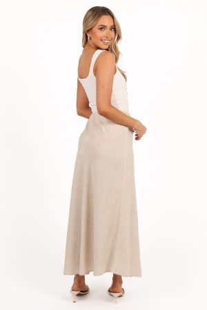 Alex Linen Midi Skirt – Oatmeal
