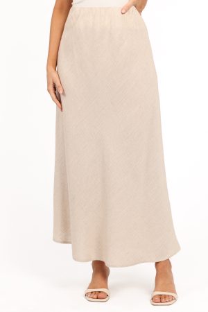 Alex Linen Midi Skirt – Oatmeal