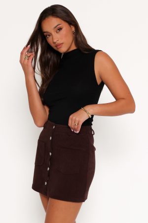 Alexis Corduroy Mini Skirt – Chocolate Brown