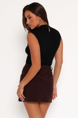 Alexis Corduroy Mini Skirt – Chocolate Brown