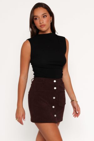 Alexis Corduroy Mini Skirt – Chocolate Brown