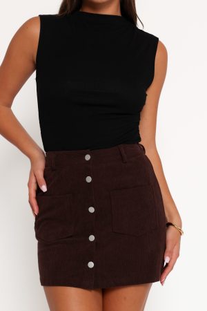 Alexis Corduroy Mini Skirt – Chocolate Brown