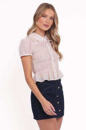 Alima Shirred Top – Pink Purple Floral