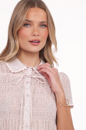 Alima Shirred Top – Pink Purple Floral