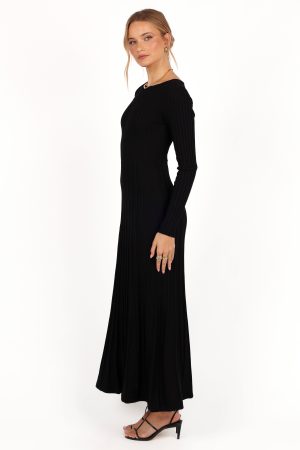 Alison Long Sleeve Maxi Dress – Black